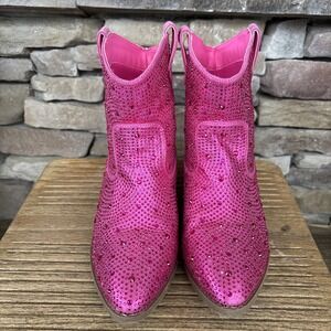 Link  Kids Pink Rhinestone Pull On Boots Size 3